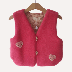Vintage wollen gilet met hartjes smiley's maat 92/98