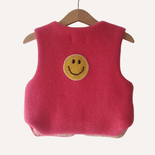 Vintage wollen gilet met hartjes smiley's maat 92/98 - Afbeelding 3
