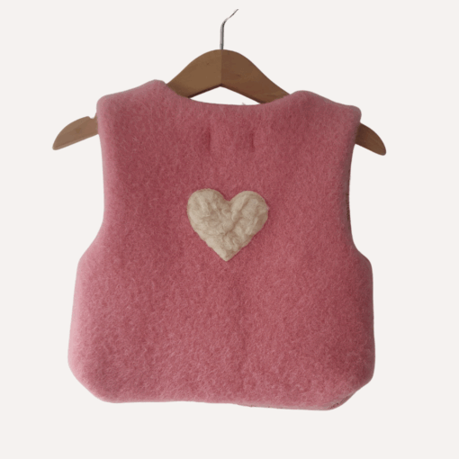 Vintage wollen gilet met hartjes, maat 86/92 - Afbeelding 3