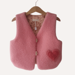 Vintage wollen gilet met groot hart, maat 98/104