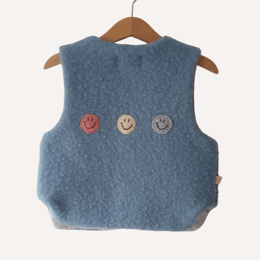 Vintage wollen gilet met smiley's, maat 98/104 - Afbeelding 3