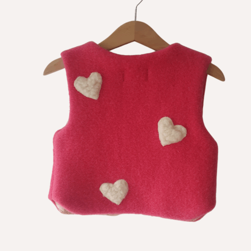 Vintage wollen gilet met groot hart, maat 86/92 - Afbeelding 3